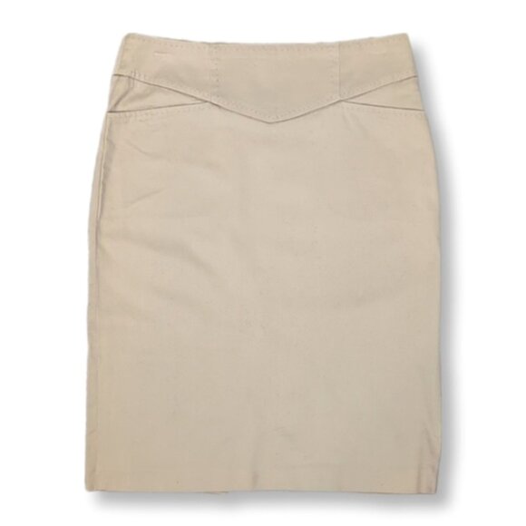 Le Chateau Khaki Pencil Skirt Button Slit Pockets Stretch Vintage Y2K Neutral - Picture 1 of 12